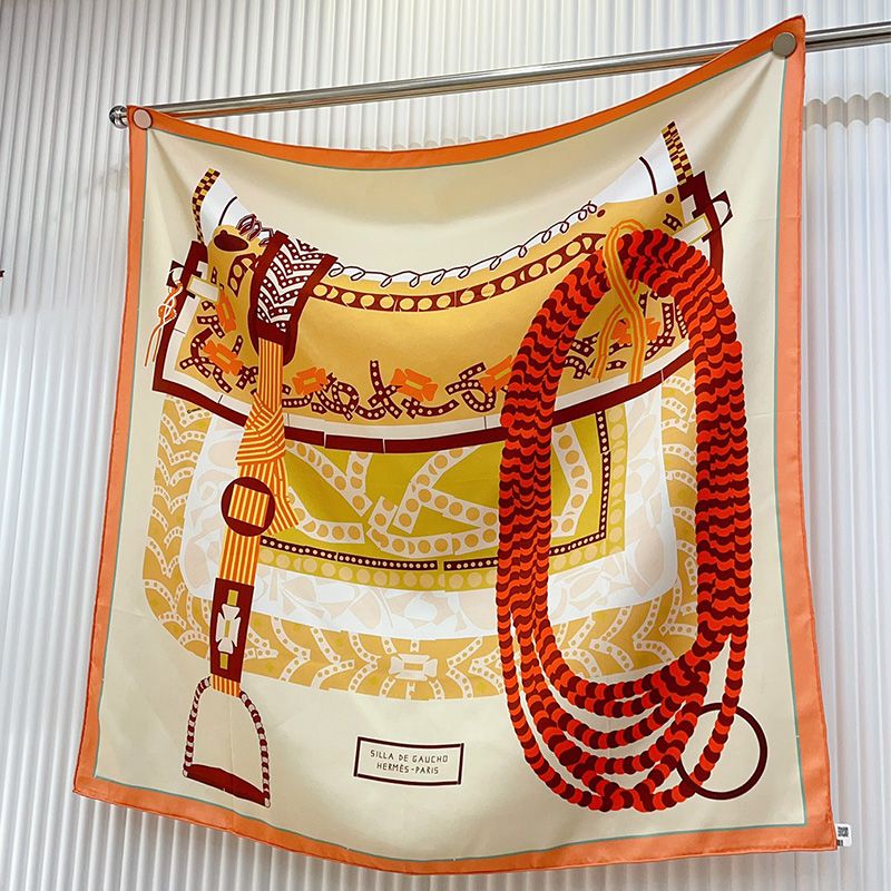 Hermes Silla De Gaucho Scarf 90 In Beige