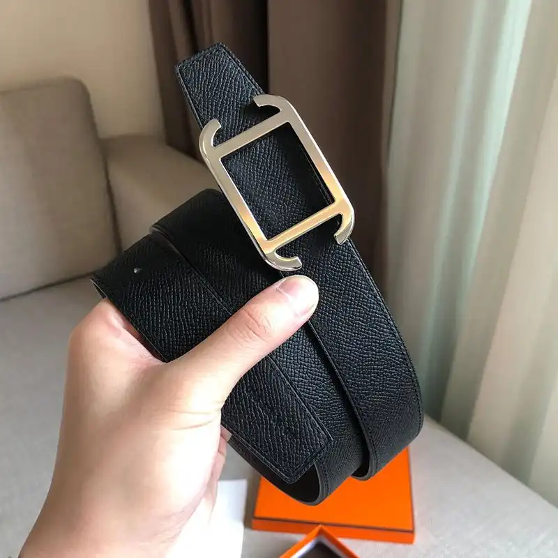 Hermes Society 32 Reversible Belt Togo Leather In Black Coffee