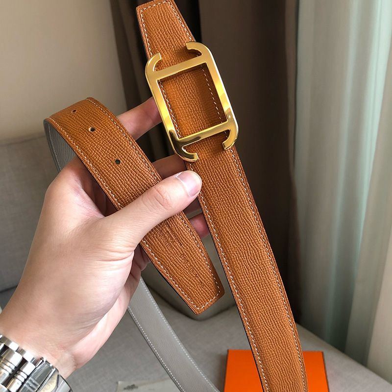 Hermes Society 32 Reversible Belt Togo Leather In Brown Grey