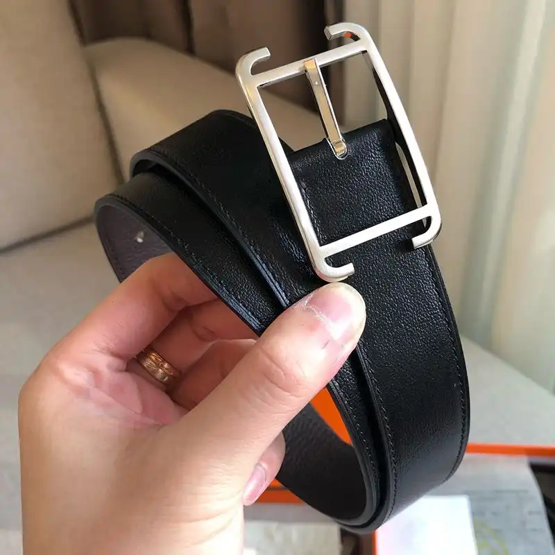 Affordable Hermes Society Buckle 32MM Reversible Belt Togo Leather In Coffee