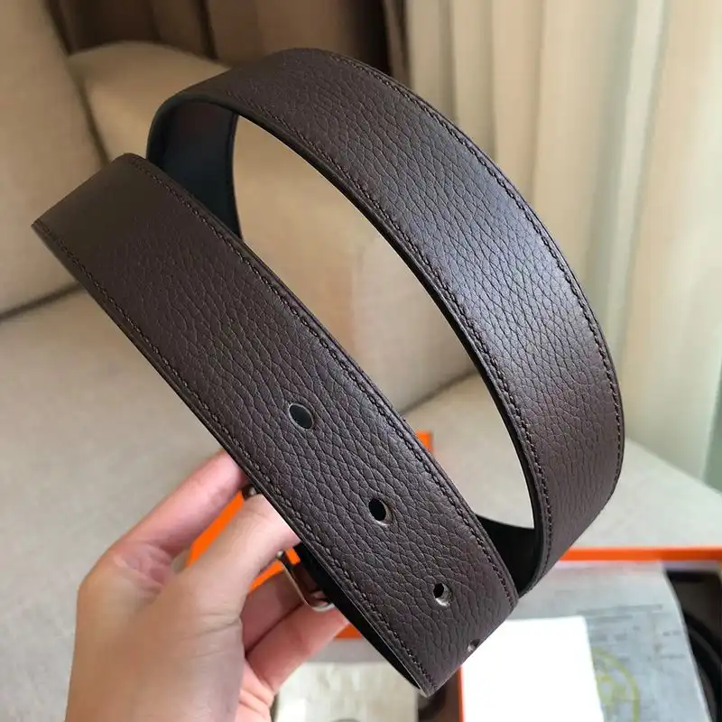 Affordable Hermes Society Buckle 32MM Reversible Belt Togo Leather In Coffee