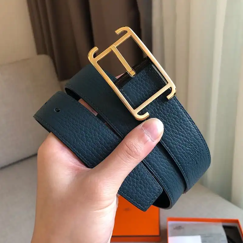 Affordable Hermes Society Buckle 32MM Reversible Belt Togo Leather In Teal