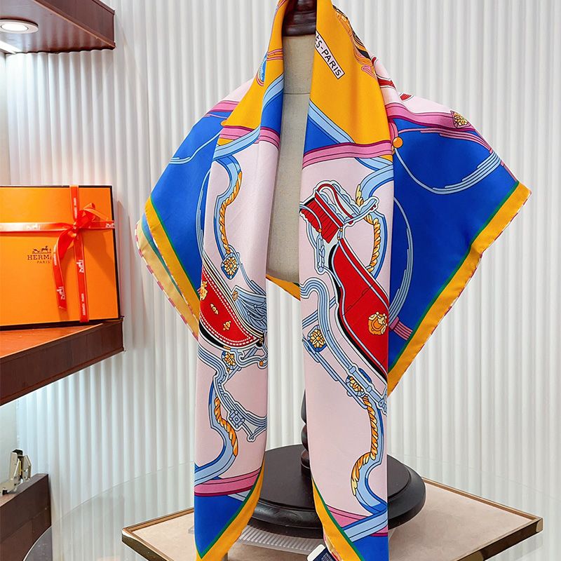 Hermes Springs Remix Scarf 90 In Blue