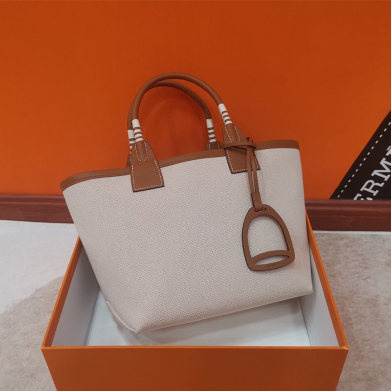 Hermes Steeple 25 Bag H Plume Canvas In Beige