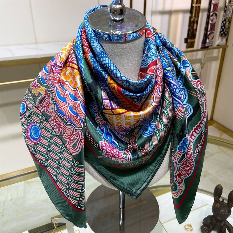 Hermes Super Silk Quest Scarf 90 In Green