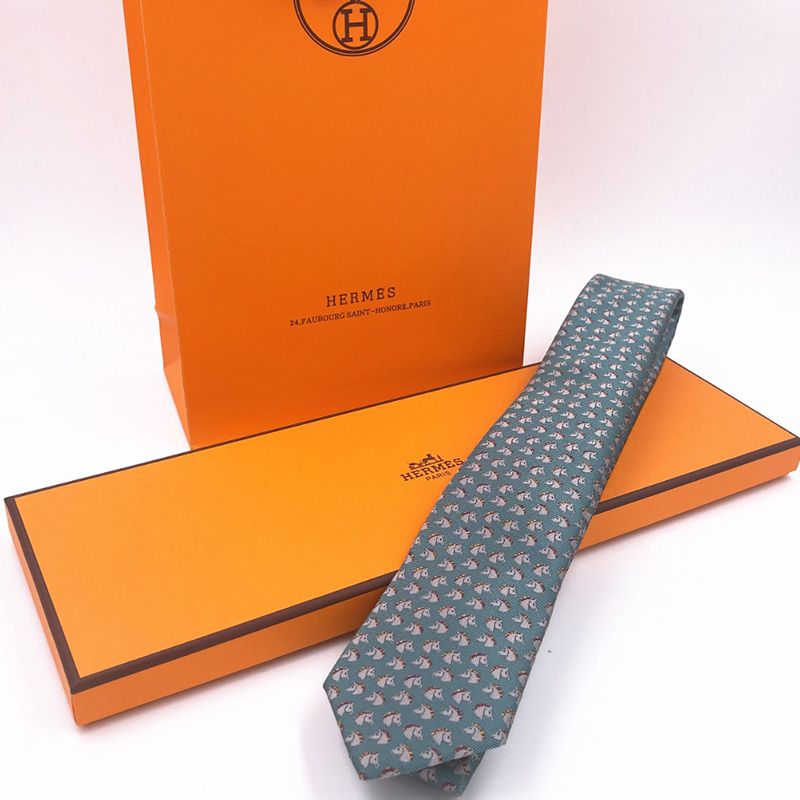 Hermes Tie 7 Cheval Rebelle Tie In Blue