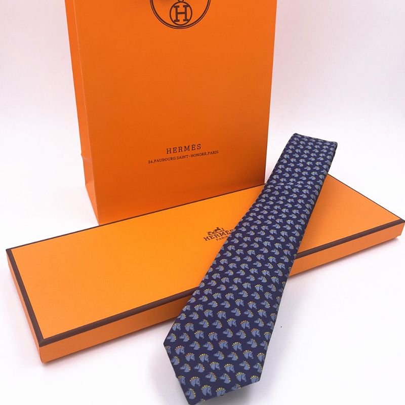 Hermes Tie 7 Cheval Rebelle Tie In Dark Blue