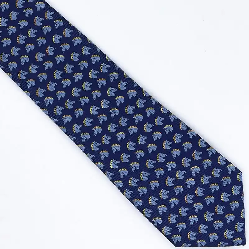 Cheap Hermes Tie 7 Cheval Rebelle Tie In Dark Blue