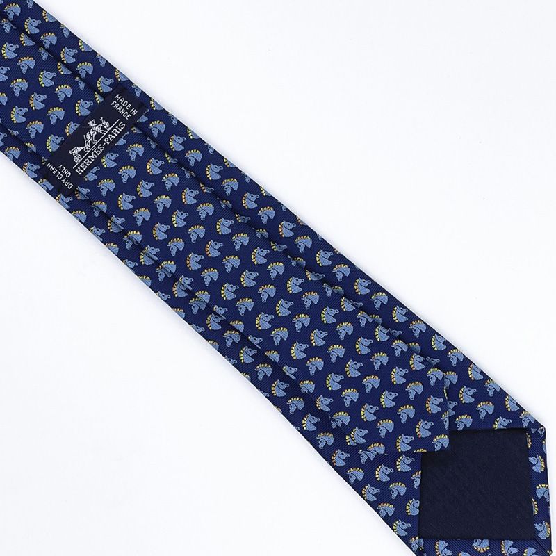 Hermes Tie 7 Cheval Rebelle Tie In Dark Blue