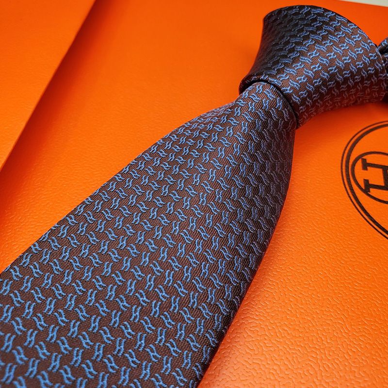 Hermes Tie 7 Flot De H Tie In Brown