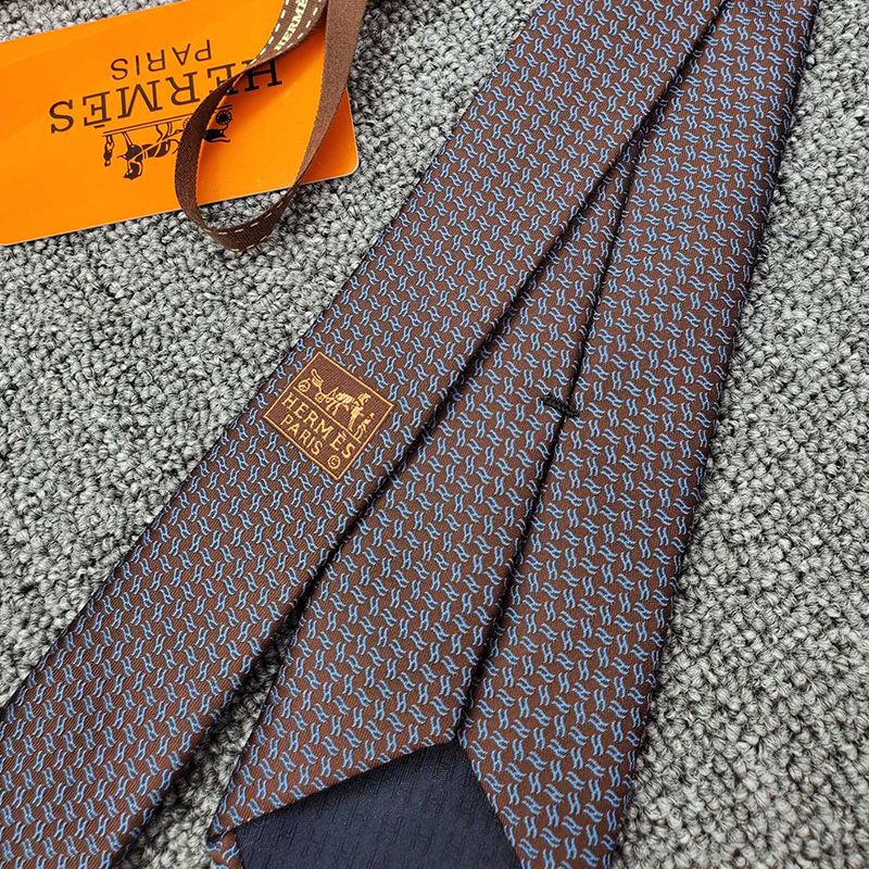 Hermes Tie 7 Flot De H Tie In Brown