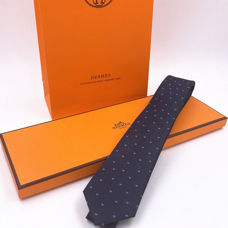 Hermes Tie 7 Love Hearts Tie In Blue