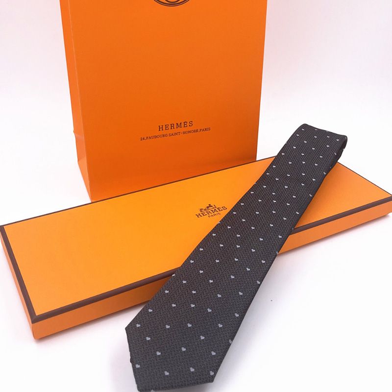 Hermes Tie 7 Love Hearts Tie In Grey