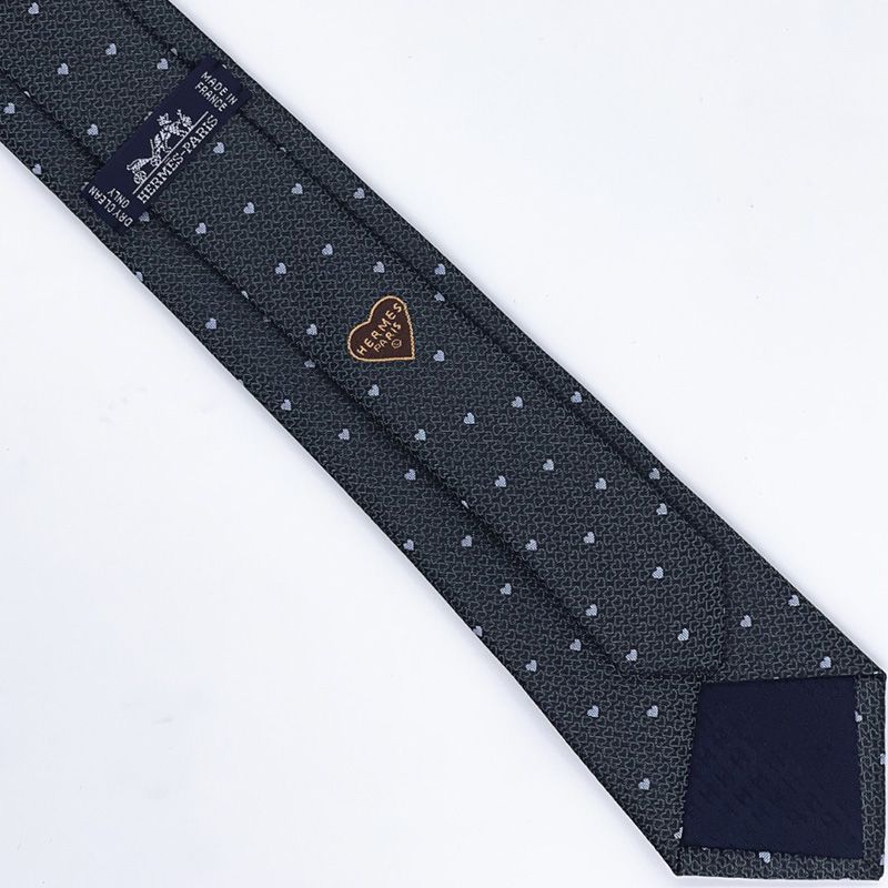 Hermes Tie 7 Love Hearts Tie In Grey