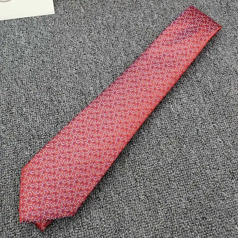 Affordable Hermes Tie 7 Horseshoes Tie In Red