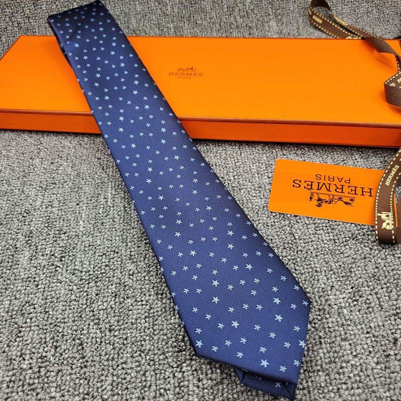 Hermes Tie 7 Pentagram Tie In Blue