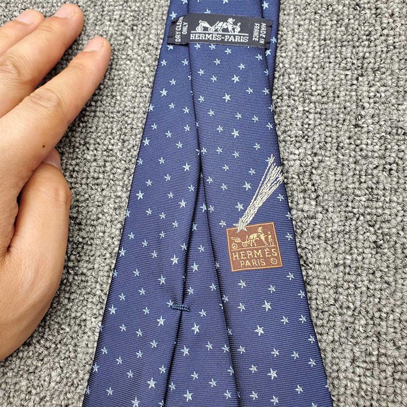 Hermes Tie 7 Pentagram Tie In Blue