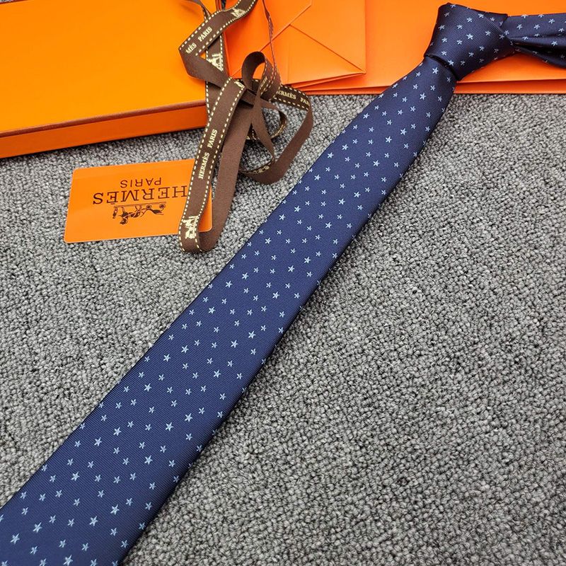 Hermes Tie 7 Pentagram Tie In Blue