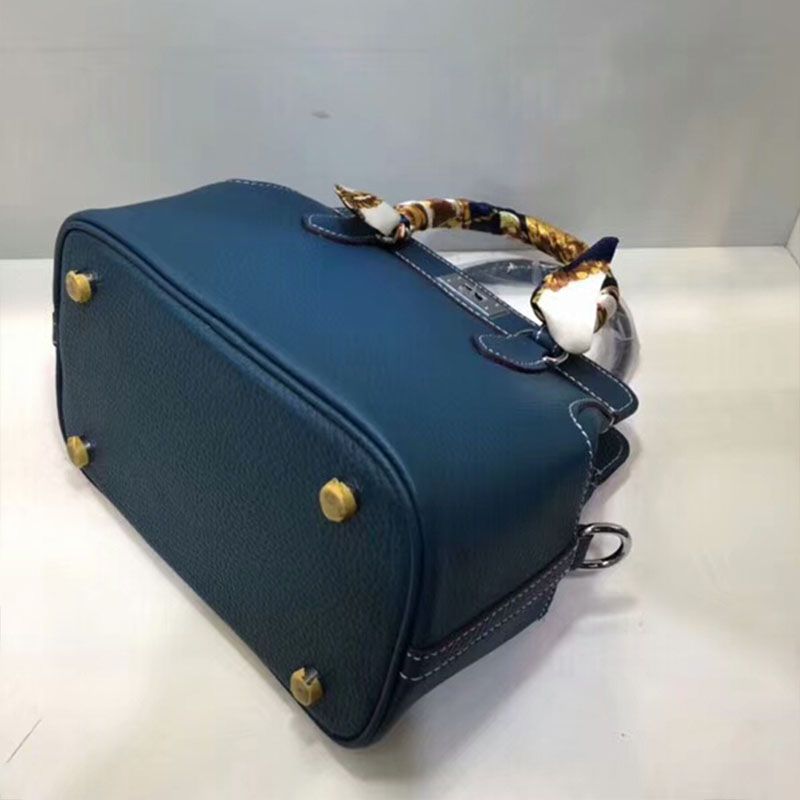 Hermes Toolbox Bag Swift Leather Palladium Hardware In Blue