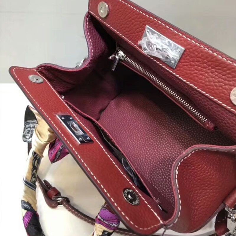 Hermes Toolbox Bag Swift Leather Palladium Hardware In Burgundy