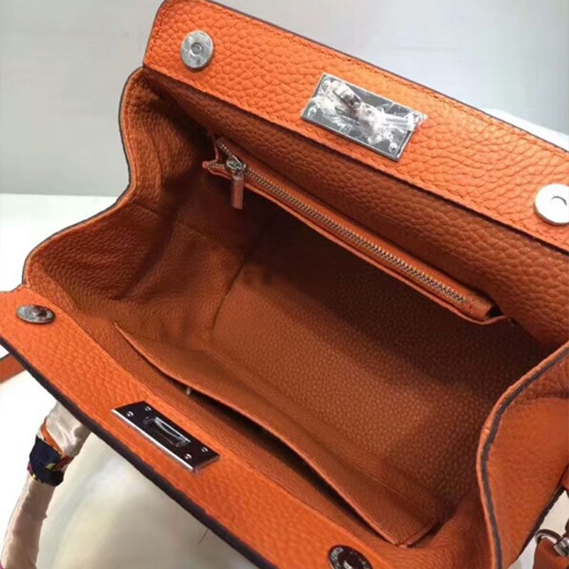 Hermes Toolbox Bag Swift Leather Palladium Hardware In Orange