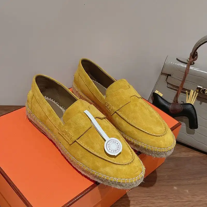 Hermes Trip Espadrilles Women Suede In Lemon