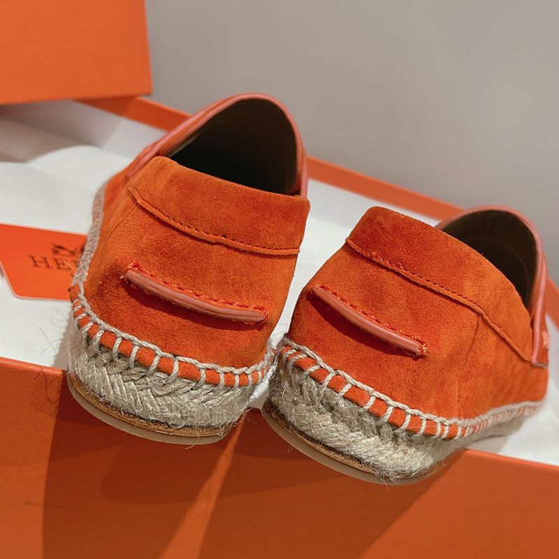 Hermes Trip Espadrilles Women Suede In Orange