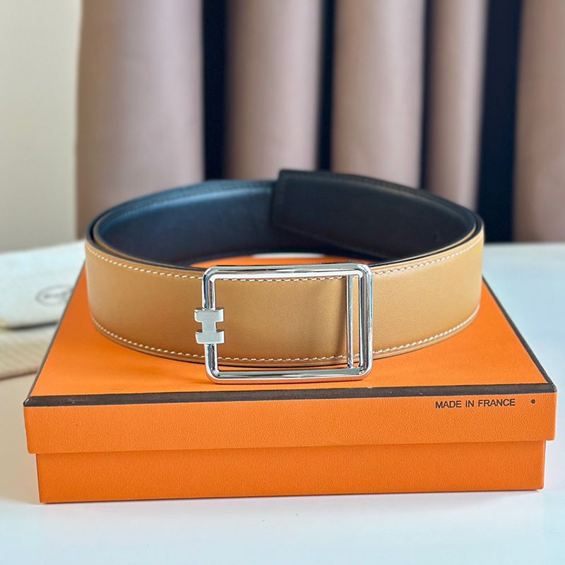 Hermes Tube H Buckle 38 Reversible Belt Leather In Gold Black