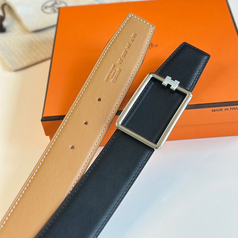 Hermes Tube H Buckle 38 Reversible Belt Leather In Gold Black