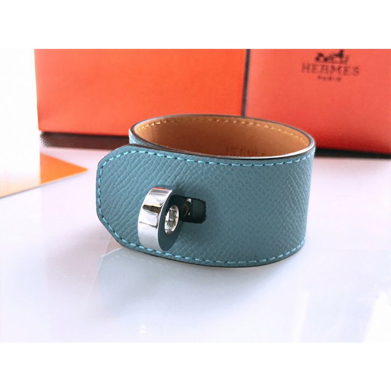 Hermes Turn-Lock Bracelets Box Calfskin Silver Hardware