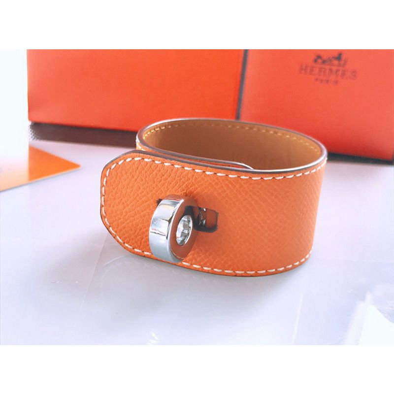 Hermes Turn-Lock Bracelets Box Calfskin Silver Hardware