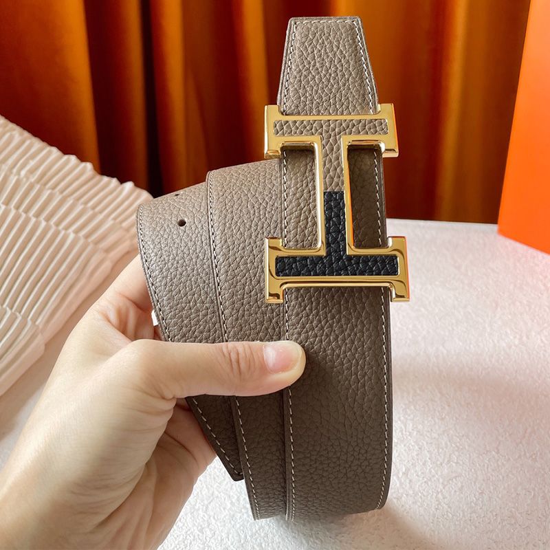 Hermes Two Color H 38 Reversible Belt Leather In Beige Black