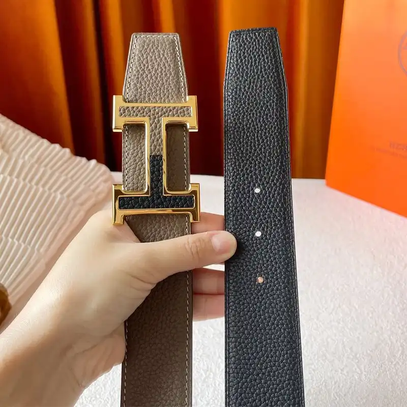 Cheap Hermes Two Color H 38 Reversible Belt Leather In Beige Black