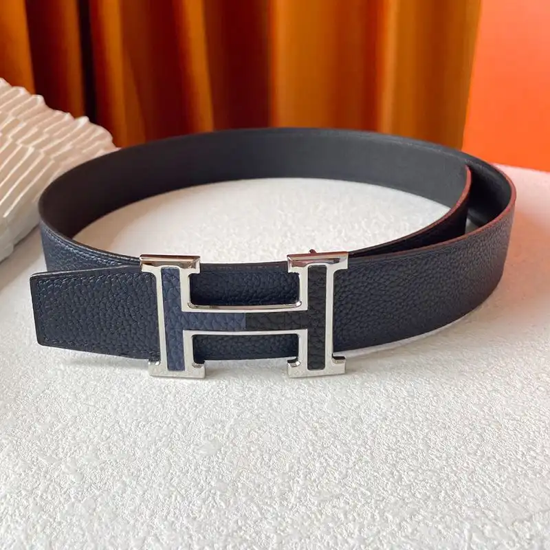 Hermes Two Color H 38 Reversible Belt Leather In Blue Black