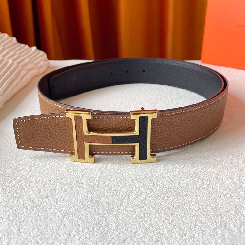 Hermes Two Color H 38 Reversible Belt Leather In Brown Black