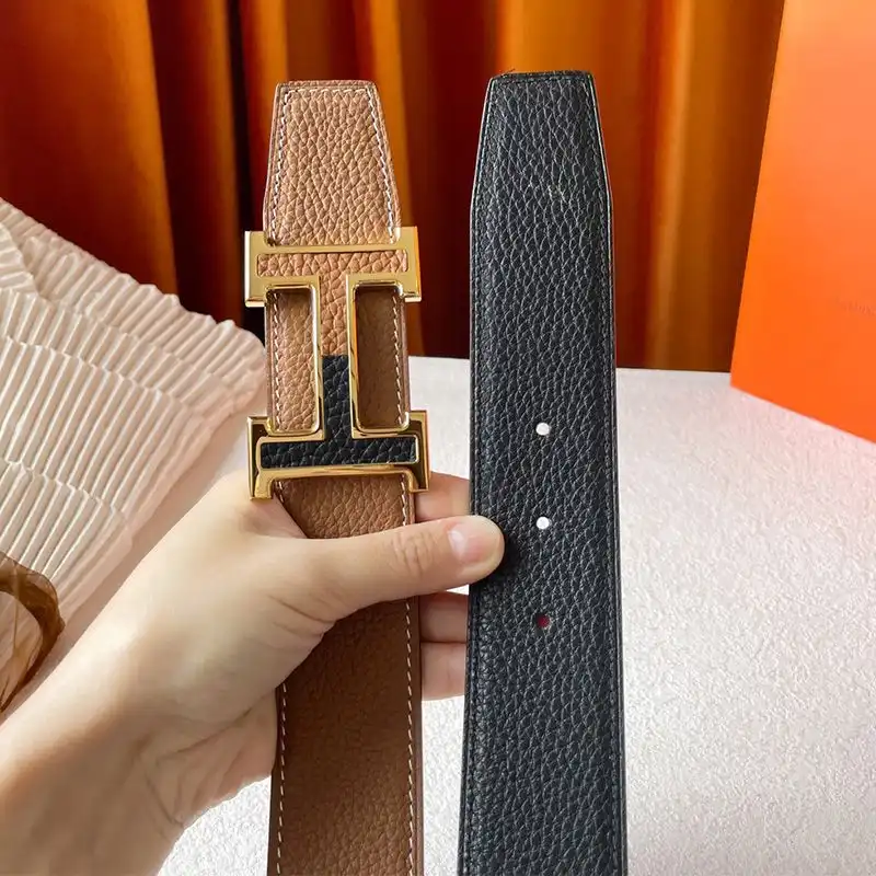 Affordable Hermes Two Color H 38 Reversible Belt Leather In Brown Black