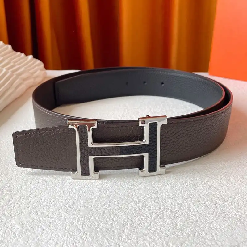 Hermes Two Color H 38 Reversible Belt Leather In Coffee Black