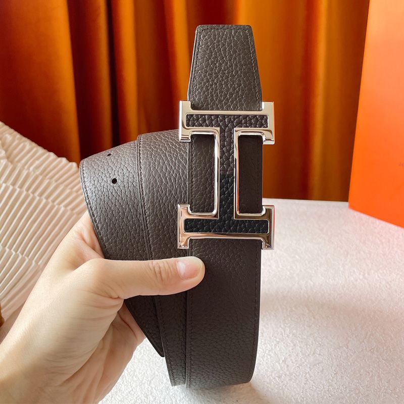 Hermes Two Color H 38 Reversible Belt Leather In Coffee Black