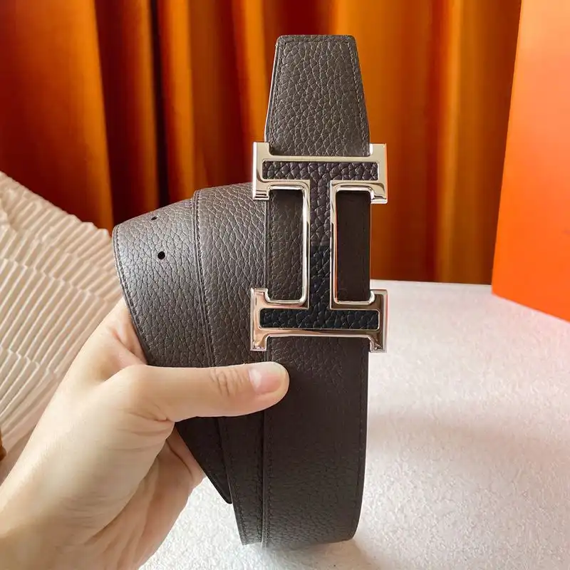 Cheap Hermes Two Color H 38 Reversible Belt Leather In Coffee Black