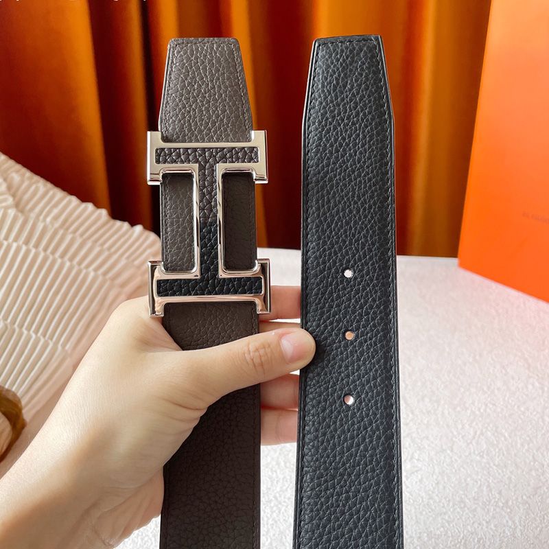 Hermes Two Color H 38 Reversible Belt Leather In Coffee Black