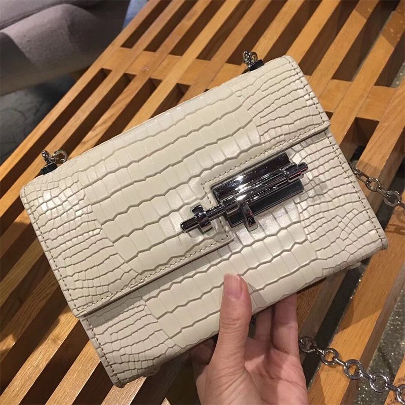 Hermes Verrou Chaine Mini Bag Alligator Leather Palladium Hardware In Beige