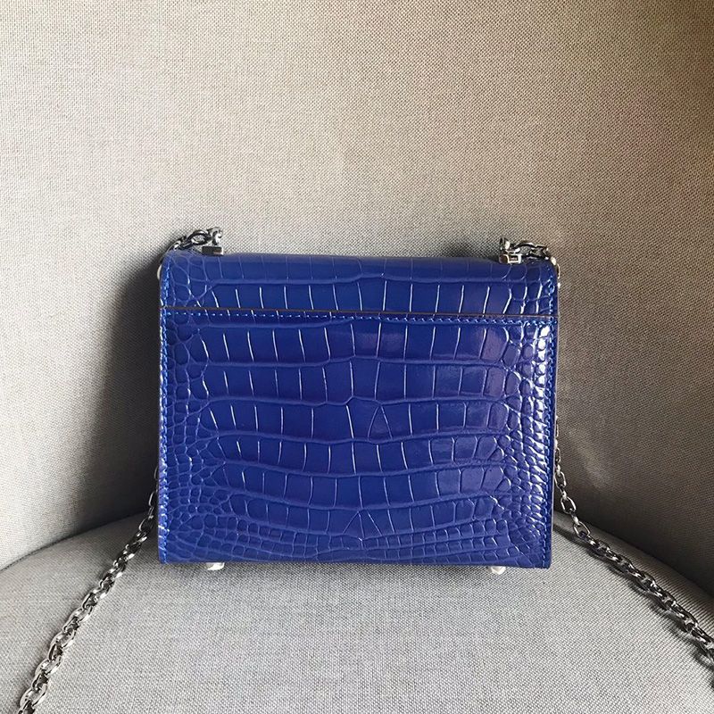 Hermes Verrou Chaine Mini Bag Alligator Leather Palladium Hardware In Blue