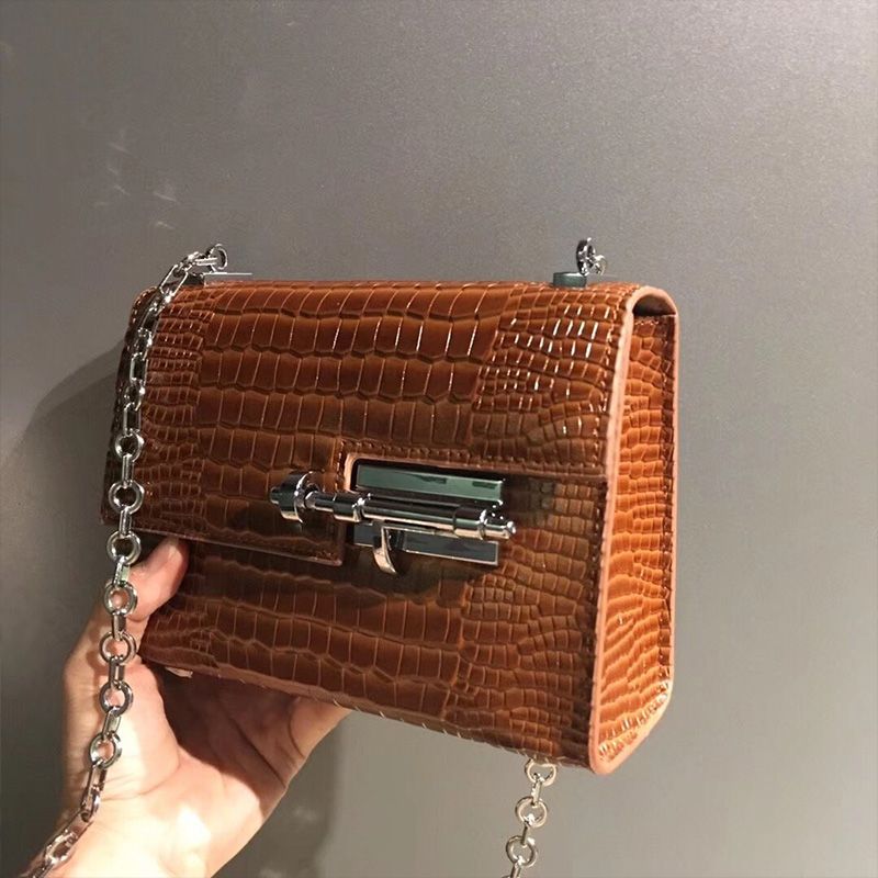 Hermes Verrou Chaine Mini Bag Alligator Leather Palladium Hardware In Brown