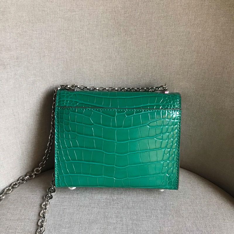 Hermes Verrou Chaine Mini Bag Alligator Leather Palladium Hardware In Green