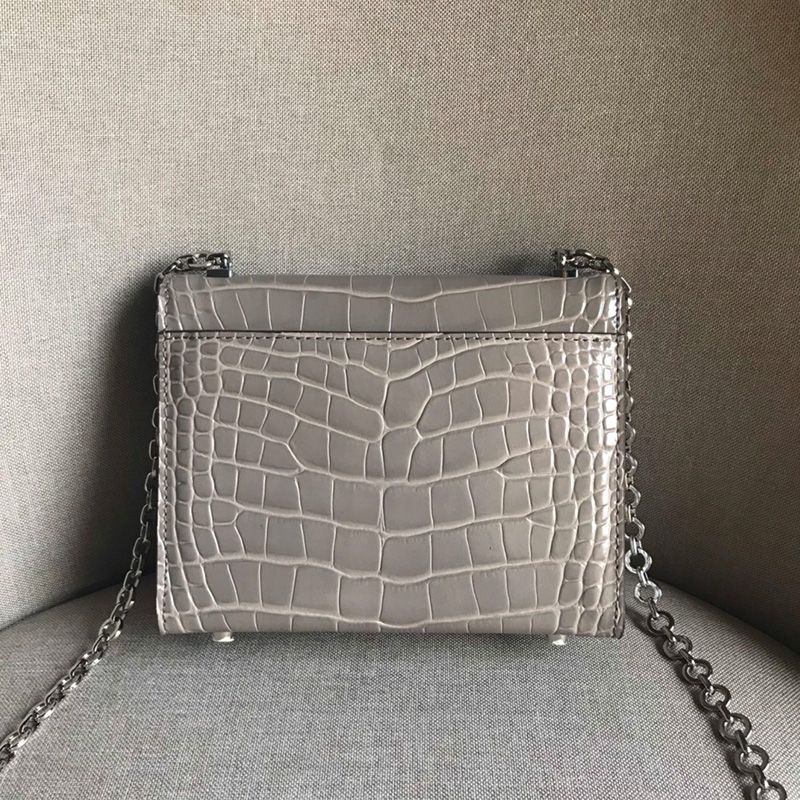 Hermes Verrou Chaine Mini Bag Alligator Leather Palladium Hardware In Grey