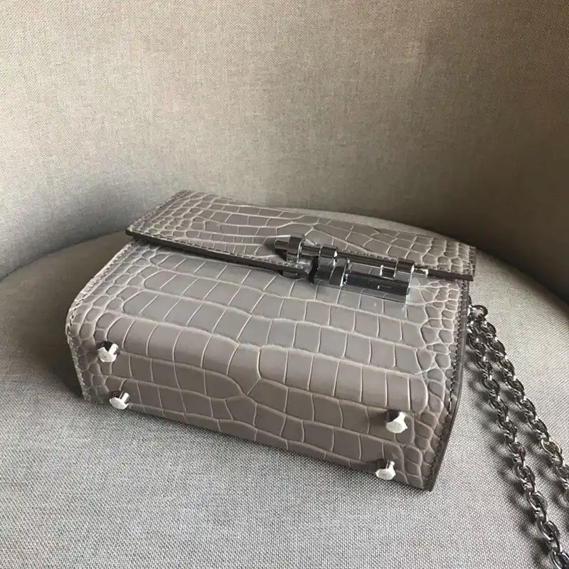 Cheap Hermes Verrou Chaine Mini Bag Alligator Leather Palladium Hardware In Grey