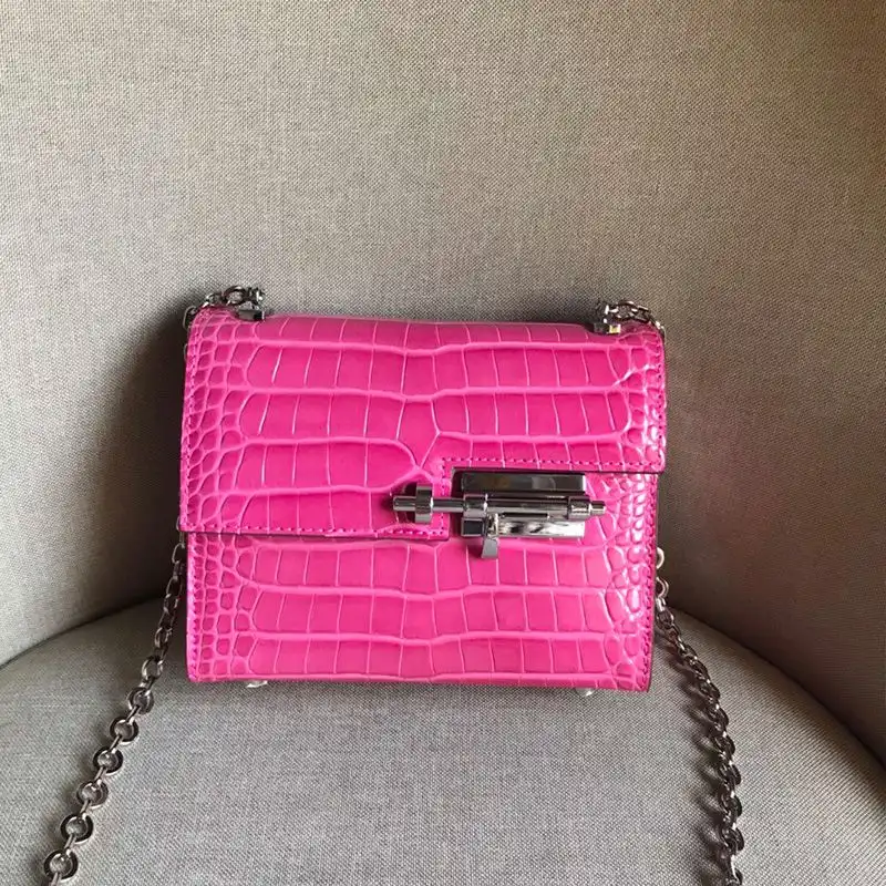 Affordable Hermes Verrou Chaine Mini Bag Alligator Leather Palladium Hardware In Pink