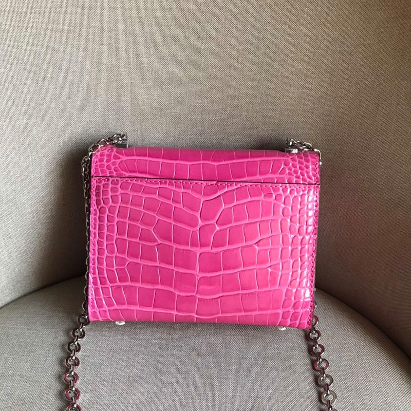 Hermes Verrou Chaine Mini Bag Alligator Leather Palladium Hardware In Pink