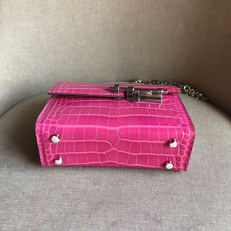 Affordable Hermes Verrou Chaine Mini Bag Alligator Leather Palladium Hardware In Pink