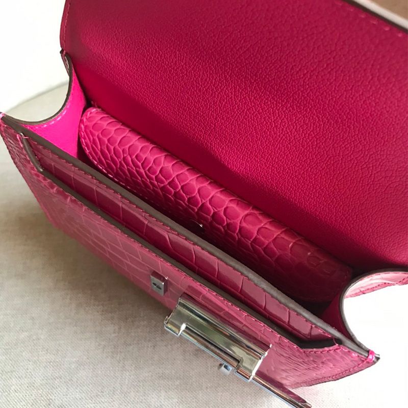 Hermes Verrou Chaine Mini Bag Alligator Leather Palladium Hardware In Pink